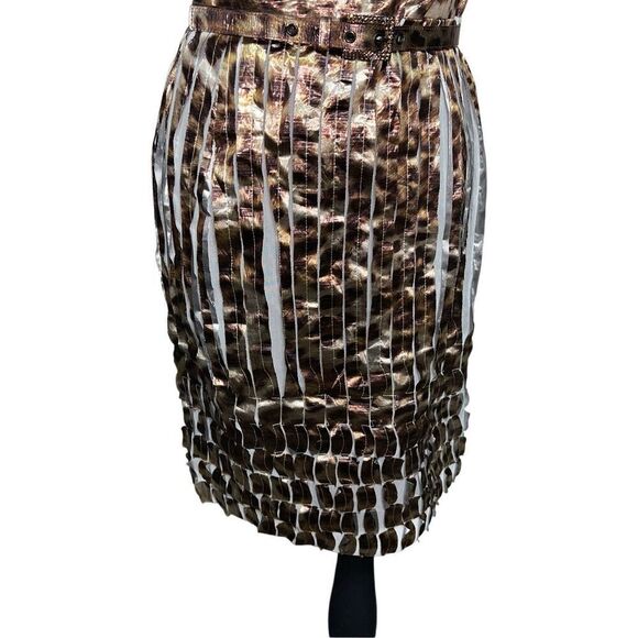 ST. JOHN Couture NWT Leopard Print One Shoulder Metallic Cocktail Dress Size 6 - Picture 5 of 14